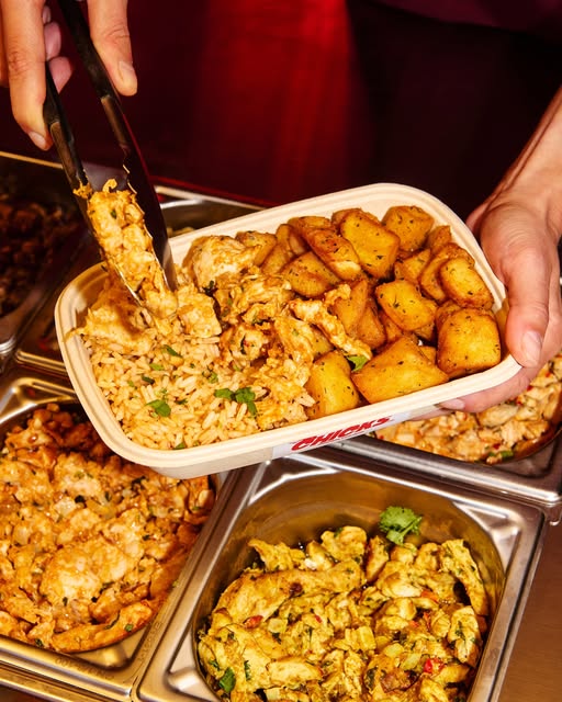 Barquette émincé de poulet, riz et pommes sautées